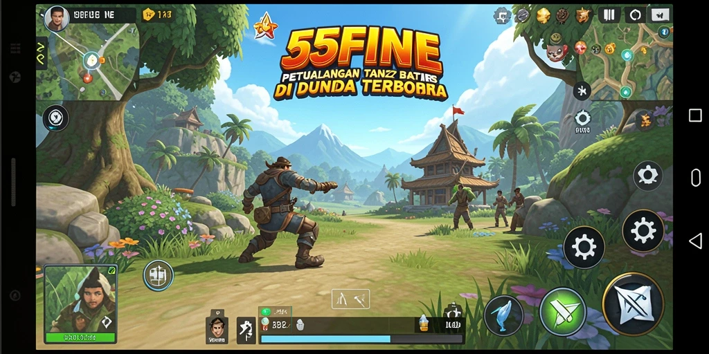 Tangkapan layar gameplay 55FIVE yang menampilkan dunia terbuka yang luas.