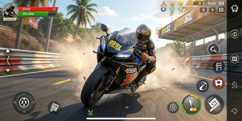 Gameplay balap motor yang mendebarkan di 99SL.