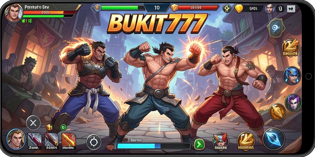 Tampilan gameplay yang intens dari BUKIT777 dalam pertarungan Fighting.