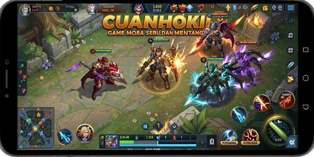 Tampilan gameplay seru dari CUANHOKI yang menampilkan aksi pertarungan tim.