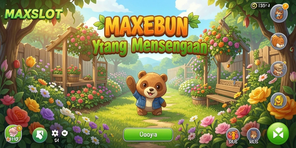Screenshot gameplay MAXSLOT menampilkan petani merawat kebun mereka.