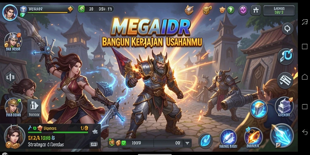Tampilan utama gameplay MEGAIDR menampilkan strategi bisnis yang seru dan menantang.