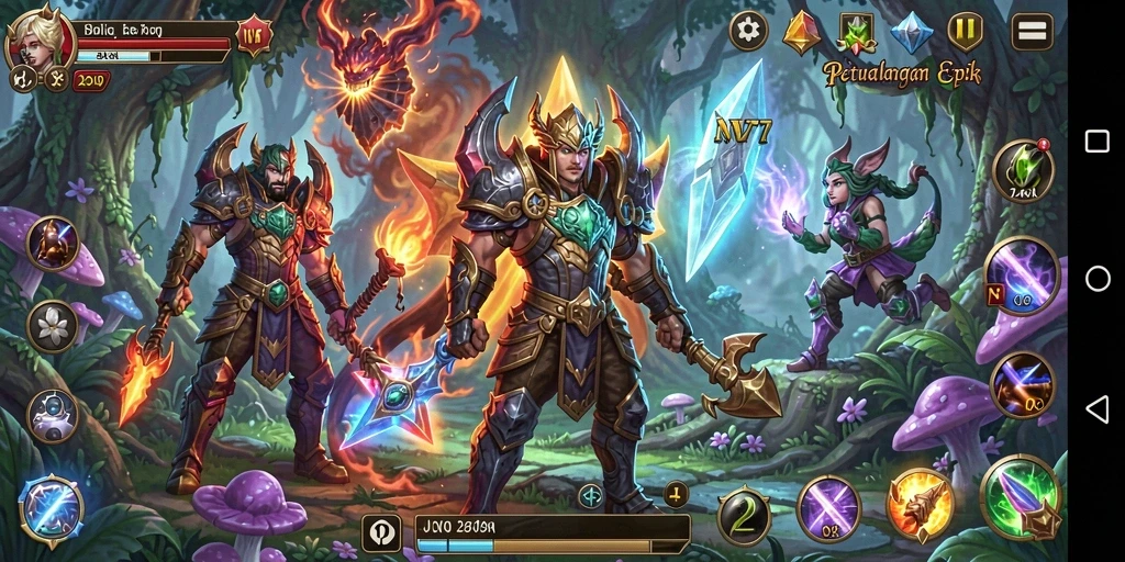 Tampilan gameplay NV77 yang menakjubkan dalam petualangan RPG.