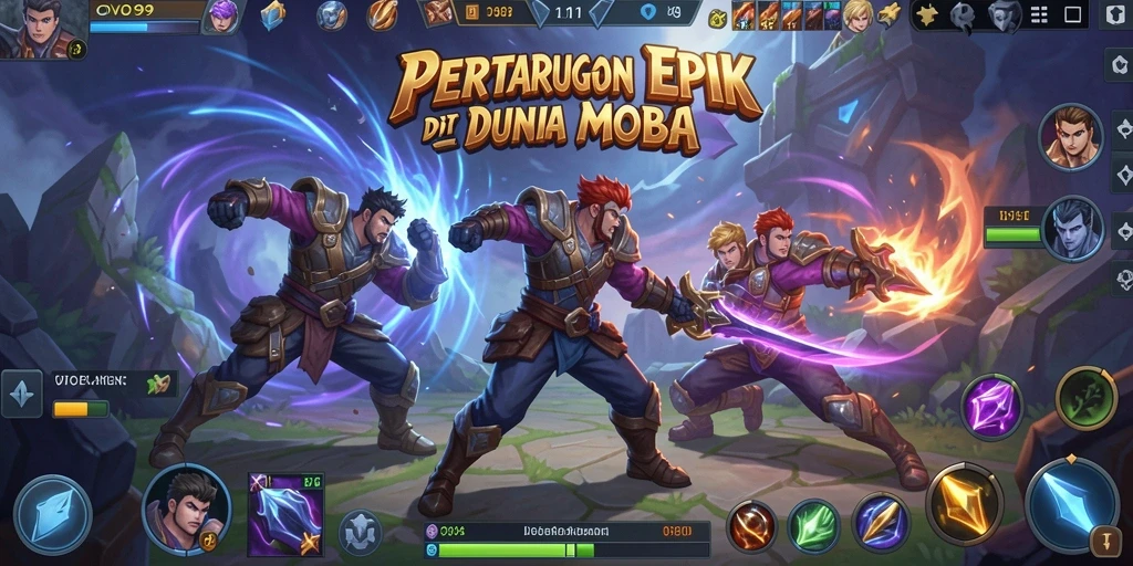 Screenshot OVO99 yang menunjukkan aksi seru dalam pertempuran MOBA.