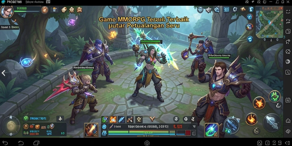 Tampilan gameplay PROBET88 menampilkan pertempuran seru di dunia fantasi.