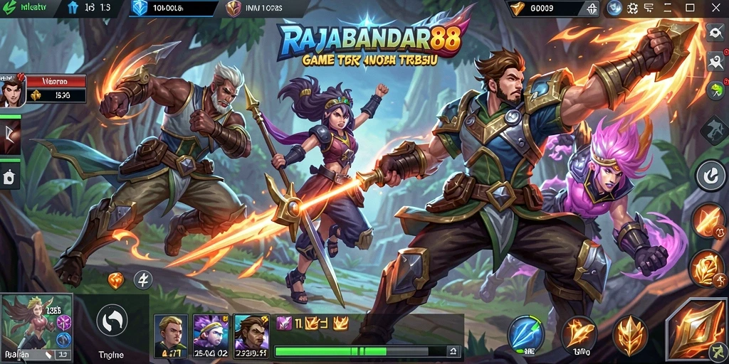 Screenshot utama RAJABANDAR88 menampilkan aksi pertempuran tim yang mendebarkan.