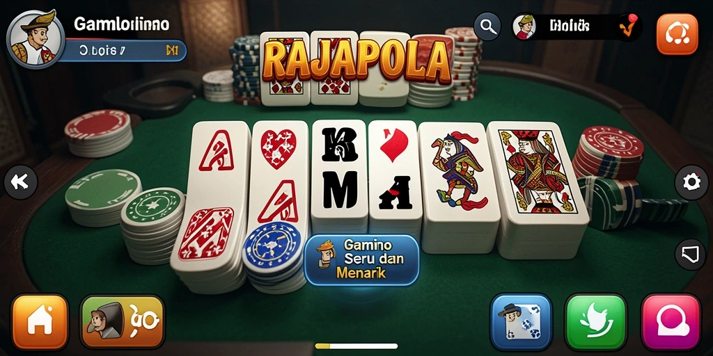 Tampilan gameplay seru di RAJAPOLA yang menampilkan kartu domino.