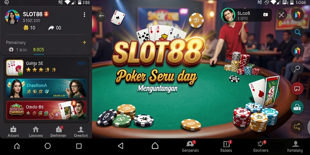 Screenshot SLOT88 menunjukkan gameplay Poker yang mendebarkan.