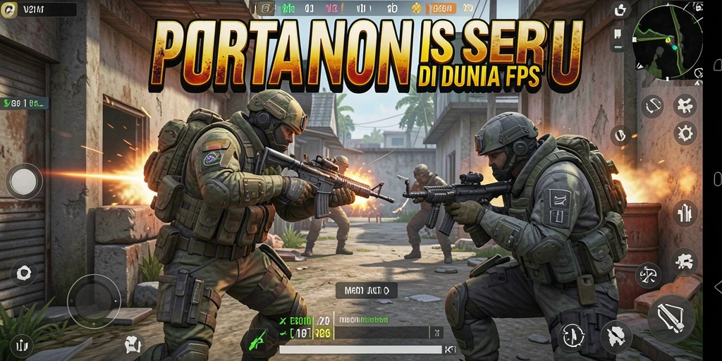 Screenshot utama V21 menampilkan aksi gameplay FPS yang intens.
